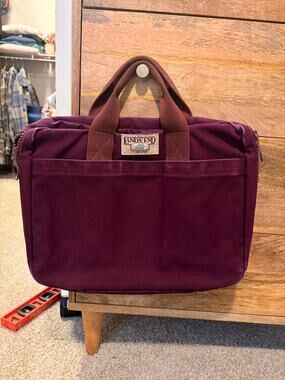 Vintage Land's End Burgundy Canvas Laptop Briefcase